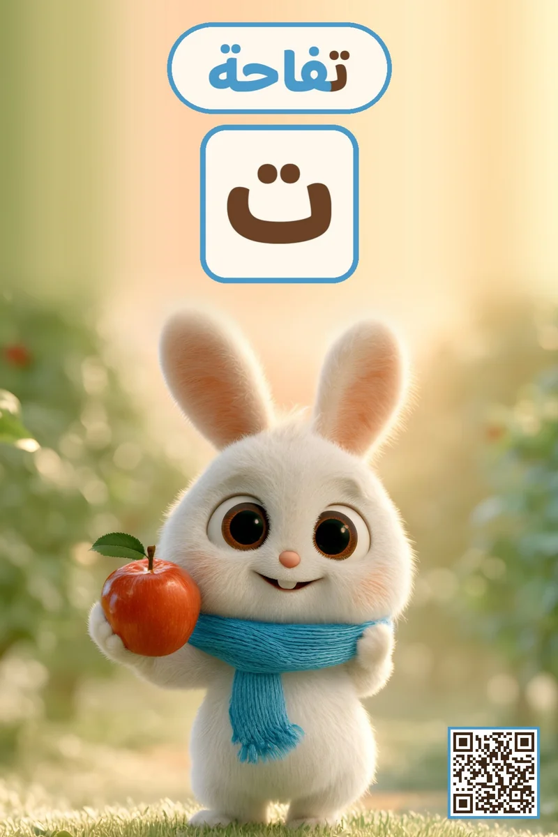 Ta flashcard with an apple